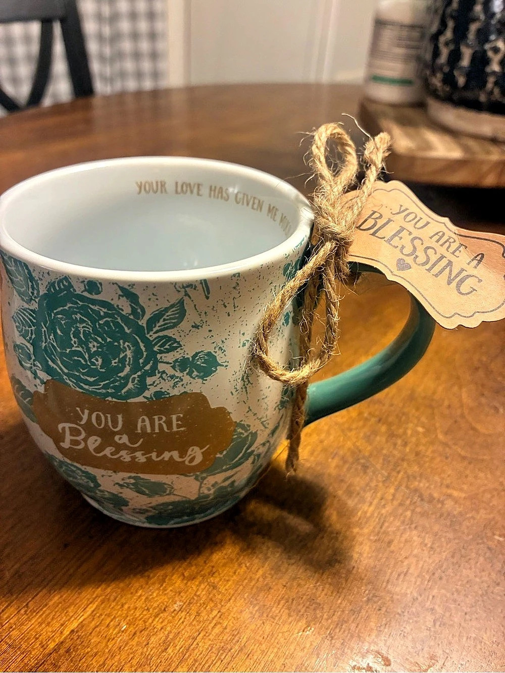 Philemon 1:7 Floral Mug Green & White